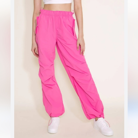 Vibrant Pink Women's Parachute Pants Size L - Picture 1 of 9